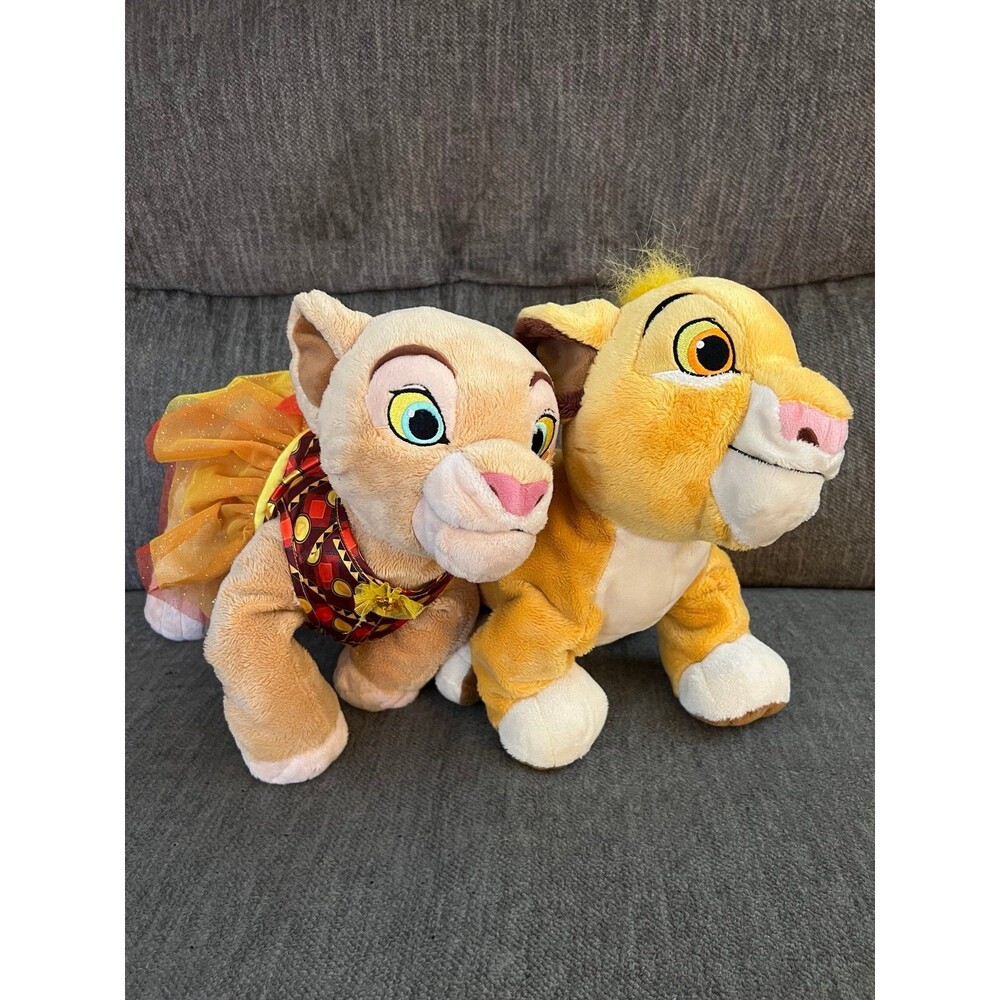 Disney Parks Lion King Young Simba & Nala 14" Standing Plush Cub Set with Custom